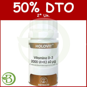 Holovit Vitamina D3 2000Ui + K2 50 Cápsulas Equisalud Pack (2a Ud al 50%)