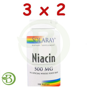 Pack 3x2 Niacín 500Mg. (No Ruborizante) 100 Cápsulas Solaray