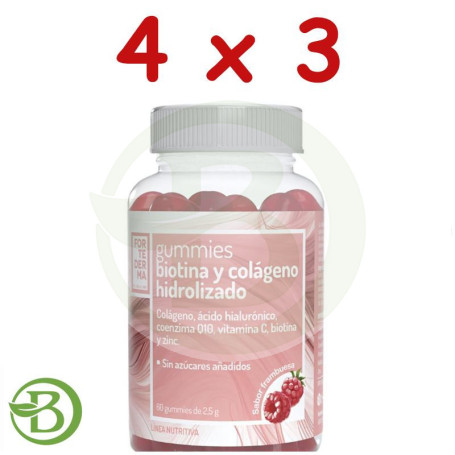 Pack 4x3 Gummies Biotina y Colageno Hidrolizado 60 Gummies Herbora