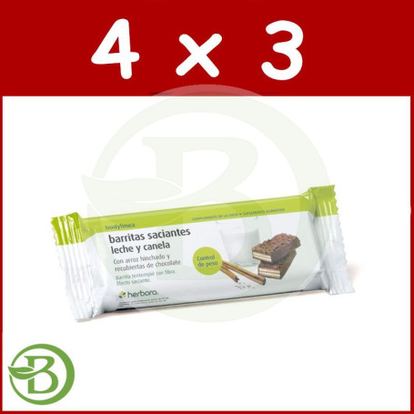 Pack 4x3 Bodylinea Barrita Saciante de Leche y Canela 35Gr. Herbora