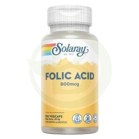 Ácido Fólico 800Mcg. 100 cápsulas vegetais Solaray