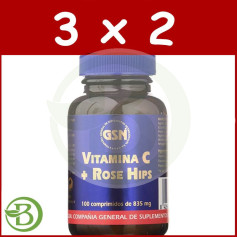 Pacote 3x2 Vitamina C com Rosa Mosqueta 100 Comprimidos GSN