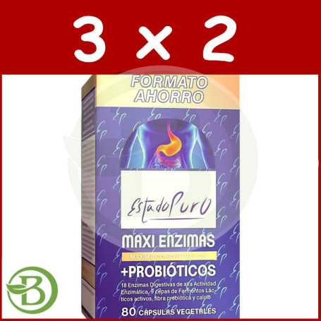 Pack 3x2 Estado Puro Maxi Enzimas con Probioticos 80 Cap Estado Puro - Tongil