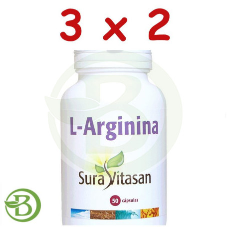 Pack 3x2 L-Arginina 50 Cápsulas Sura Vitasan