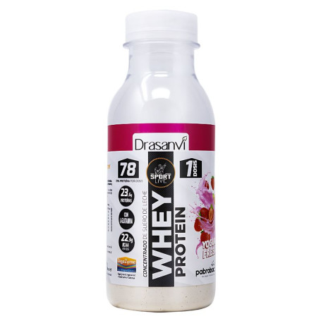 Botella Monodosis Whey Protein Concent. Yogur Fresa 30G Drasanvi