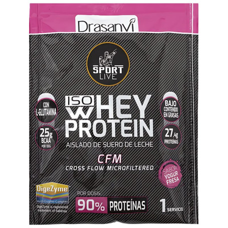 Whey Protein Isolado Yog Morango em Dose Única 30G Sport Live Drasanvi