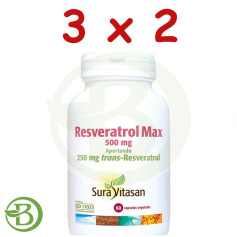 Pacote 3x2 Resveratrol Max 60 Cápsulas Sura Vitasan