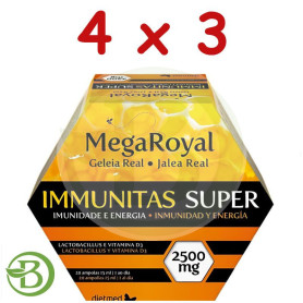 Pack 4x3 Megaroyal Immunitas Super 2500 20 Ampollas Dietmed