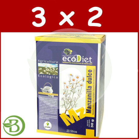 Pack 3x2 Ecodiet Manzanilla Bio 20 Filtros Nova Diet