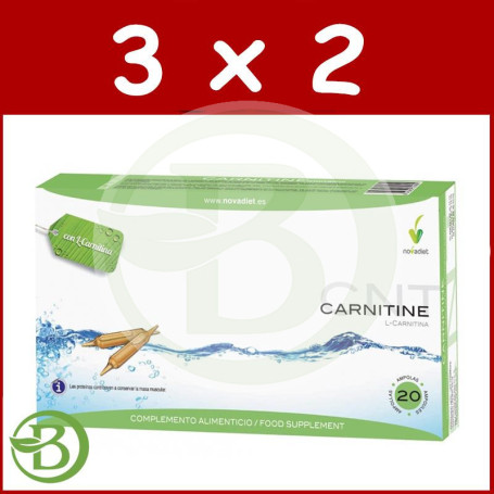 Pack 3x2 L-Carnitina 20 Ampollas Novadiet