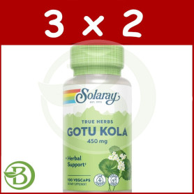 Pack 3x2 Gotu Kola 100 Capsulas Solaray