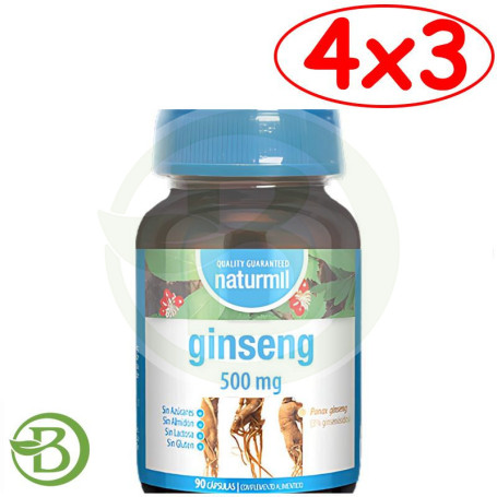 Pack 4x3 Ginseng 500Mg 90 Cápsulas Naturmil