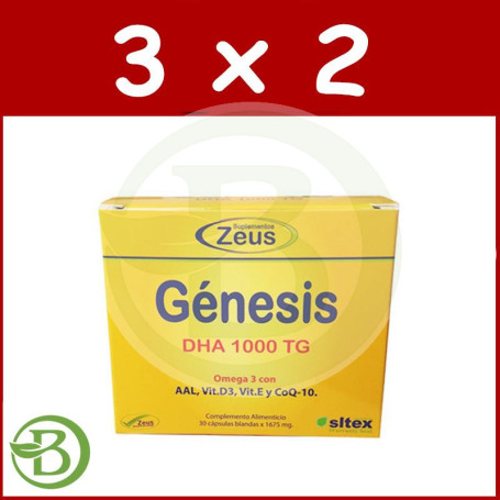 Pack 3x2 Génesis Omega 3 DHA 1000Mg 30 Cápsulas Zeus