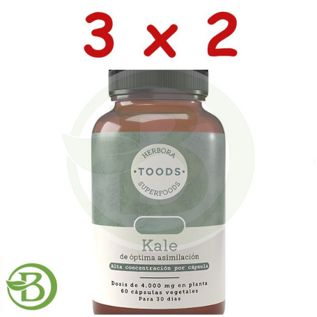 Pack 3x2 Kale 720Mg 60 Cápsulas Vegetales Herbora