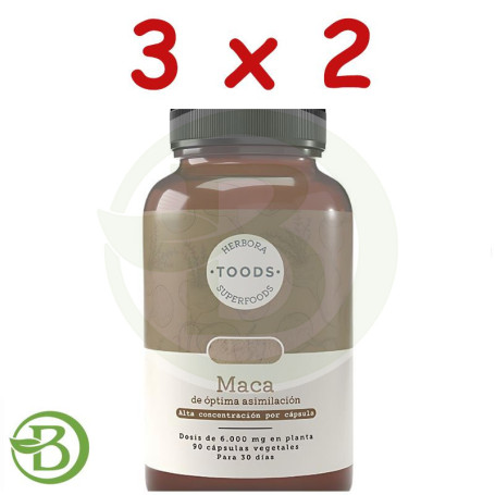 Pack 3x2 Maca 720Mg 90 Cápsulas Vegetales Herbora