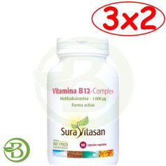 Pacote 3x2 Complexo Vitamina B12 90 Cápsulas Sura Vitasan