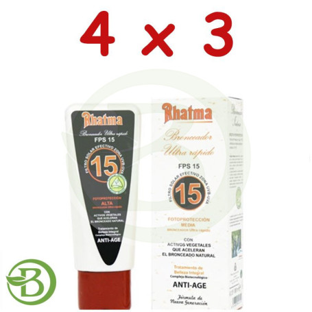 Pack 4x3 Bronceador Ultra-rápido SPF15 100Ml. Rhatma