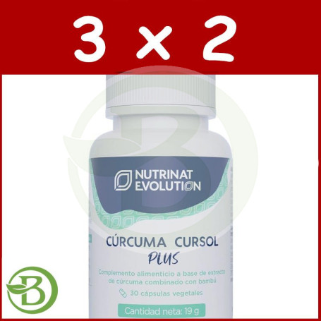 Pack 3x2 Cúrcuma Cursol Plus 30 Cápsulas Vegetales Nutrinat Evolution