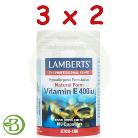 Pack 3x2 Vitamina E Natural 180 Tabletas 400UI Lamberts