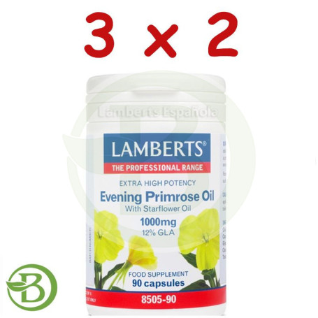 Pack 3x2 Aceite de Prímula y Borraja 1.000Mg. 90 Cápsulas Lamberts