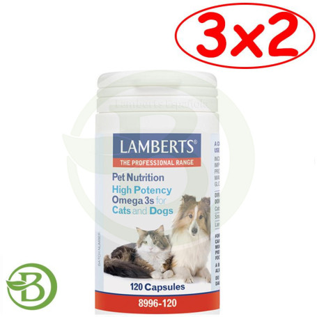 Pack 3x2 Omega 3 Alta Potencia (Perros y Gatos) 120 Capsulas Lamberts