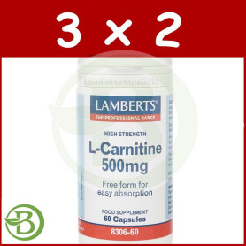 Pack 3x2 L-Carnitina 500Mg. 60 Cápsulas Lamberts