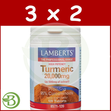 Pack 3x2 Turmeric (Cúrcuma 20.000Mg.) 120 Tabletas Lamberts