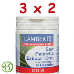 Pacote 3x2 Extrato de Saw Palmetto 60 Cápsulas Lamberts