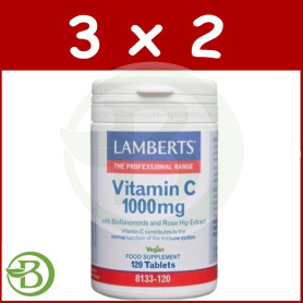 Pack 3x2 Vitamina C 1000Mg Bioflavonoides 120 Tabletas Lamberts