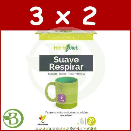 Pack 3x2 Herbodiet Suave Respirar 20 Filtros Nova Diet