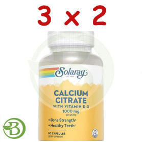 Pack 3x2 Calcium D3 Citrate 90 Cápsulas Solaray